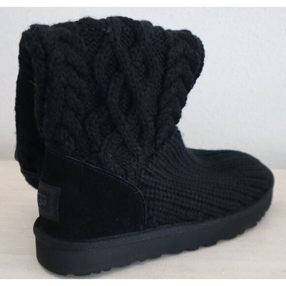 UGG 1146010 Women's Sz 6 Black Classic Cardi Cable-Knit Pull On Boots - Picture 8 of 16